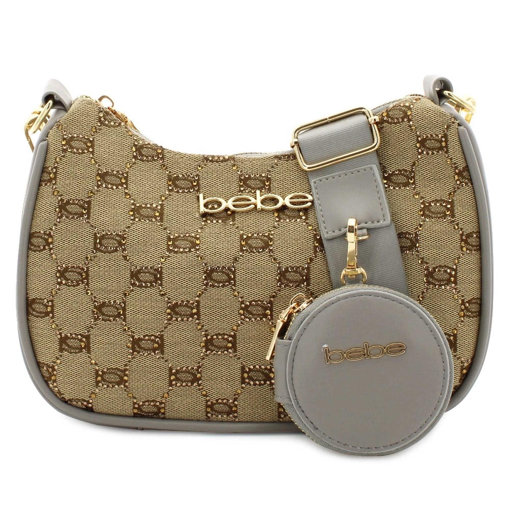 NWT Bebe Agathe Jacquard Rhinestone Crossbody with Gold chain and a coin purse